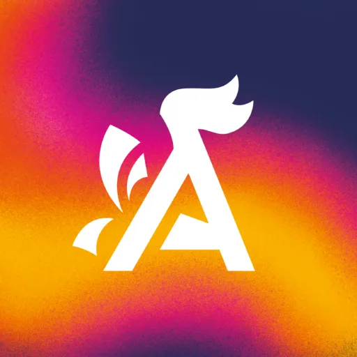 Icône de la charte graphique andel'ir, la lettre A avec un drapeau et un fond dégradé.